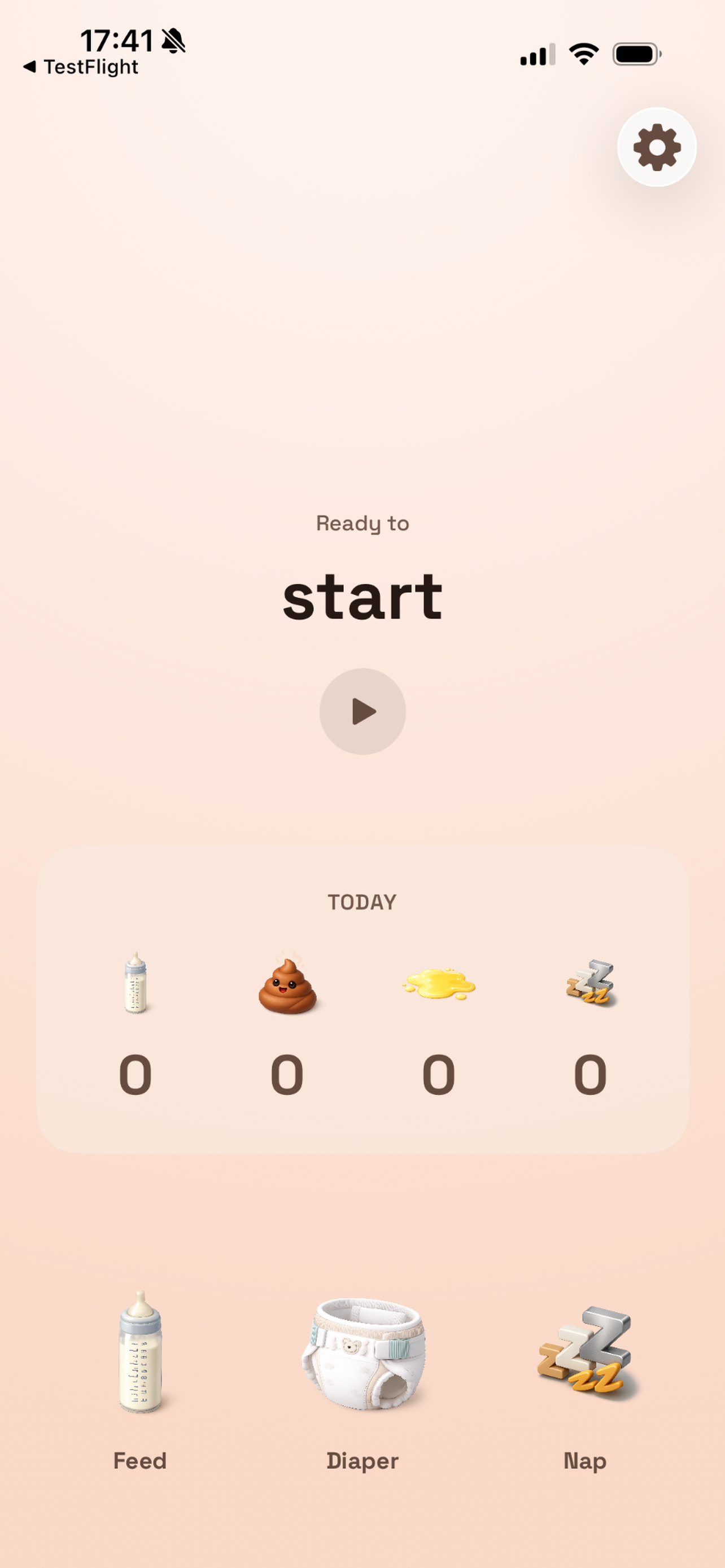 Main dashboard showing quick action buttons