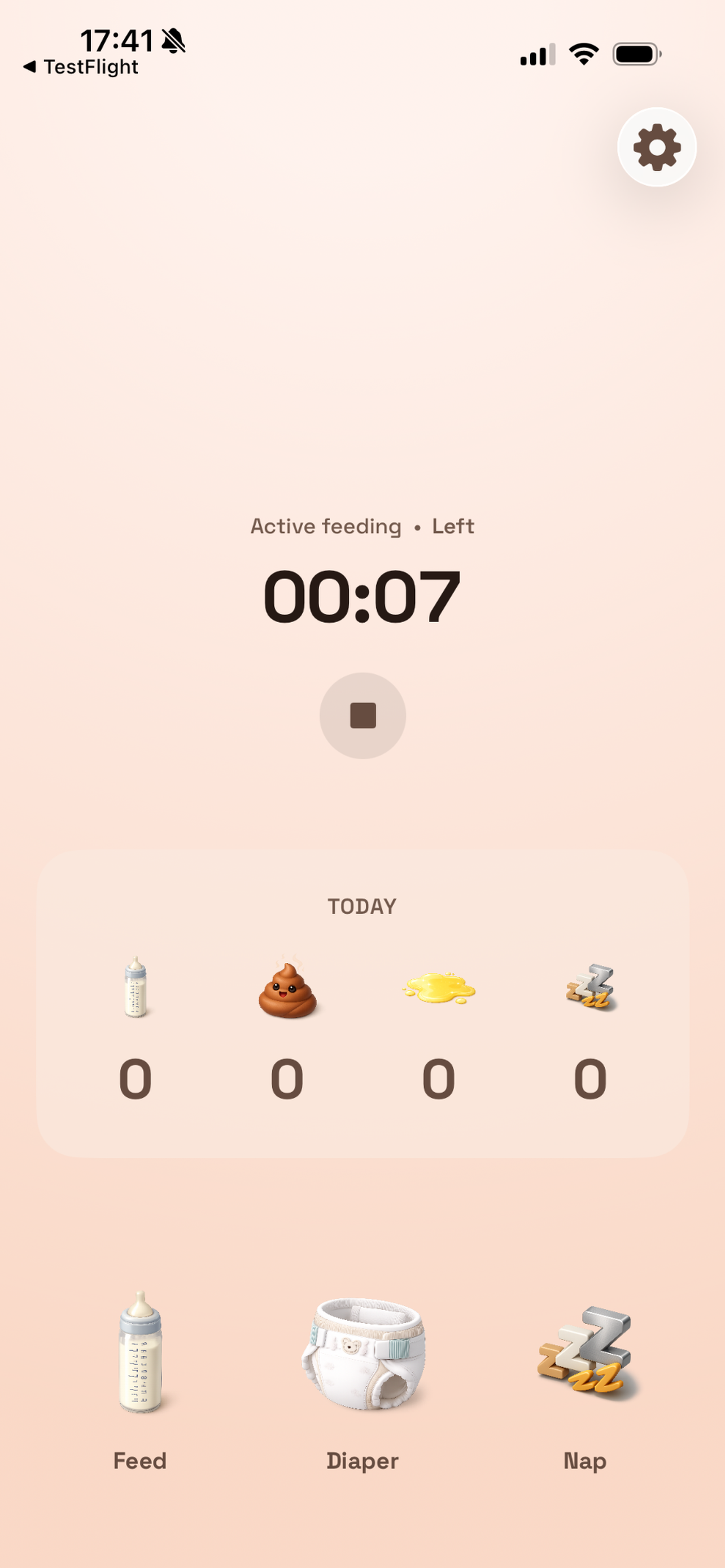 Active feeding timer tracking session